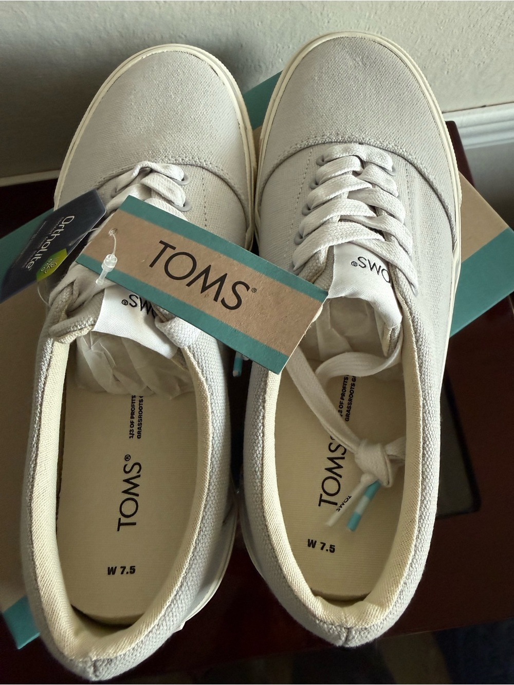 TOMS Women's Canvas Lace-Up Sneakers in Light Beige